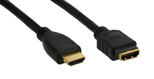 3 m HDMI Verlängerung, High Speed HDMI® Kabel, St/Bu, schwarz, vergoldete Kontakte - 17633G