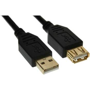 1 m USB 2.0 Verlängerung, St/Bu Typ A, schwarz, Kontakte gold, 34610S