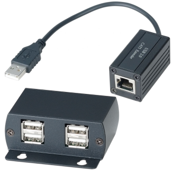 SC&T UE03-2 USB 2.0 CAT-Extender-Set with 4-Port USB 2.0 Receiver (up to 60 meters)