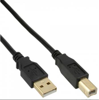 5m USB 2.0 Kabel, A an B, schwarz, Kontakte gold, 34555S