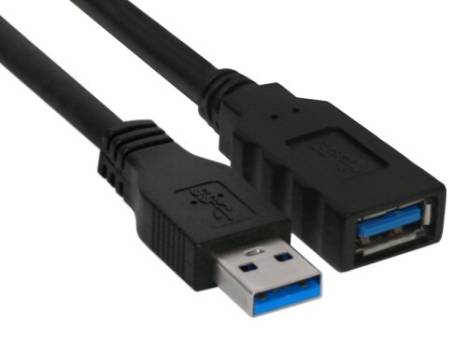 1 m USB 3.0 Kabel, Typ-A Stecker auf Typ-A Buchse, schwarz, 35610