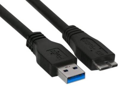 USB 3.0 cable, AM / Micro BM, black, 0,5m, 35405