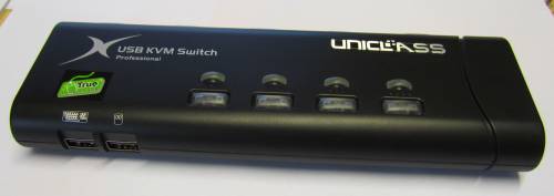 UNICLASS AH-04 4-Port USB + VGA KVM-Switch mit TTU/Monitor-Emulation, inkl. 4 x 1,8m Kabel