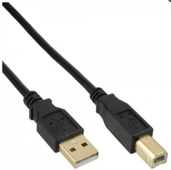 1.5m USB 2.0 cable, black, golden contacts, AM/BM, 34515S