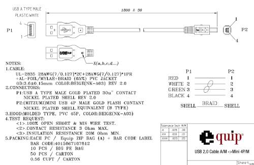 Typ A Stecker auf Mini4P Stecker USB2.0 1,8m Adapterkabel - 128520