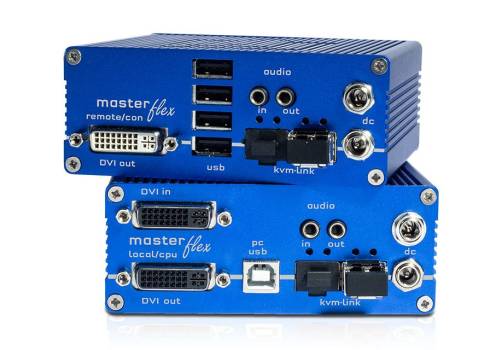 DVI + USB 2.0 Masterflex Single Redundant Fiber Extender-Set, KVM-TEC 6013 MV1-F SET