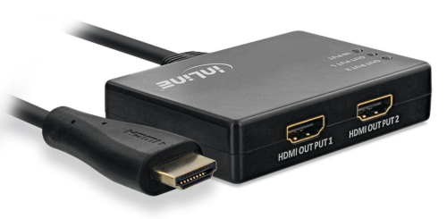 HDMI Splitter/Verteiler, 2-fach, 4K 60Hz, 0,5m verbautes Kabel, InLine 65009C