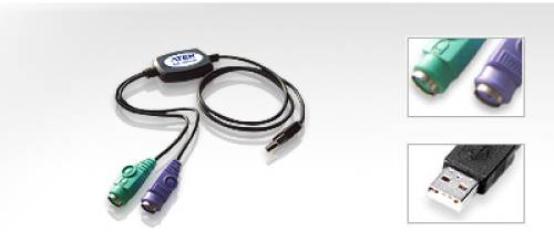 Aten UC10KM Aktives Konverter-Kabel von USB-Stecker (PC oder KVM-Switch) auf 2 x PS/2-Buchse