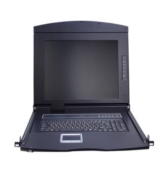 extra kurze 19" LCD-Konsole mit 17" DVI LED-LCD und Combo-Anschlusskabel, LANBE AS-7100DLS