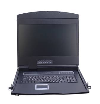 8-Port High-Resolution 19" DVI-LCD-Konsole mit 18,5" Widescreen LED-LCD, LANBE AS-9108DLS