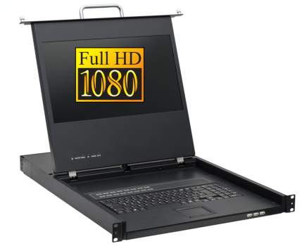 Full-HD LCD-Konsole 1920x1080 DVI + VGA, USB mit 17,3" LCD, Haitwin-Delphin AW-1701HD