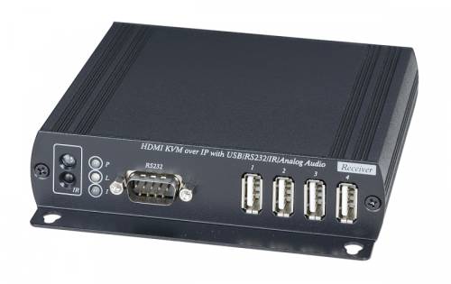 1080p 60 Hz HDMI + USB 2.0 + Audio + RS232 + IR over IP Receiver, SC&T HKM02BR-2