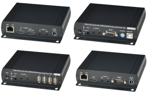 1080p 60 Hz HDMI + USB 2.0 + Audio + RS232 + IR over IP Extender-Set, SC&T HKM02BT+R-2