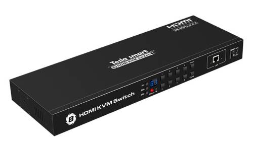 8-Port 4K 60Hz HDMI KVM-Switch für bis zu 8 Rechner, RS232/ LAN Port Kontrolle, mit 4 x 1.5m KVM-Kabel, TESmart HKS0801A1U