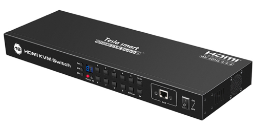 16-Port 4K 60Hz HDMI KVM-Switch, RS232/ LAN Port Kontrolle, mit 8 x 1.5m KVM-Kabel, TESmart HKS1601A1U HKS1601-E23