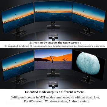 Preview: 1-in-3-out DisplayPort DP 1.4 MST-Splitter-Vervielfacher 8K@30Hz 4K@144Hz, KCEVE KC-MSTD13 Preview: 1-in-3-out DisplayPort DP 1.4 MST-Splitter-Vervielfacher 8K@30Hz 4K@144Hz, KCEVE KC-MSTD13