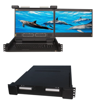 Dual-Monitor 1080p 17,3" FHD LCD KVM-Schublade, ANNSO KVM-1701W-D2