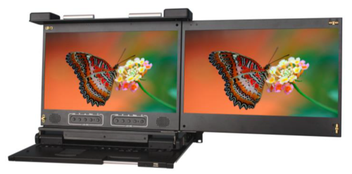 Dual-Monitor und Dual-Rail 1080p 17,3" FHD LCD KVM-Schublade, ANNSO KVMD-1701W-D2