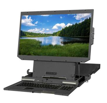 23,8 Zoll LCD Full-HD Front-View Dual-Rail 19" KVM-Konsole mit VGA+DVI, Front-USB, Lautsprecher, ANNSO KVMD-2401WPD-M5
