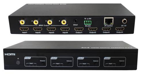 4x4 HDMI2.0 Matrix, Bandbreite 18Gbps, 4K@60Hz YUV4:4:4, HDCP2.2 - FoxUn SX-MX09B