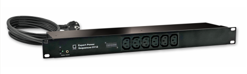 Power Sequencer mit ÜSS und Netzfilter, 16 A, 6 x IEC C13, Klinkenanschluss für I/O-Schalter, GUDE 8112-2