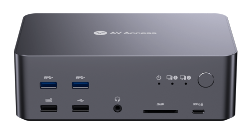 2-Port 8K 60Hz 3-Monitor DisplayPort KVM-Switch mit USB 3.0, inkl. 1,5m PC-Kabel, AV Access iDock-D23