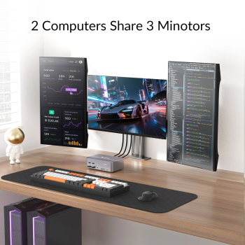 Preview: 2-Port 8K60Hz 3-Monitor 2xDP + 1xHDMI KVM-Switch with USB 3.0 and LAN, incl. PC-Cable, AV Access iDock-D23i Preview: 2-Port 8K60Hz 3-Monitor 2xDP + 1xHDMI KVM-Switch with USB 3.0 and LAN, incl. PC-Cable, AV Access iDock-D23i