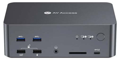 Preview: 2-Port 8K60Hz 3-Monitor 2xDP + 1xHDMI KVM-Switch with USB 3.0 and LAN, incl. PC-Cable, AV Access iDock-D23i Preview: 2-Port 8K60Hz 3-Monitor 2xDP + 1xHDMI KVM-Switch with USB 3.0 and LAN, incl. PC-Cable, AV Access iDock-D23i