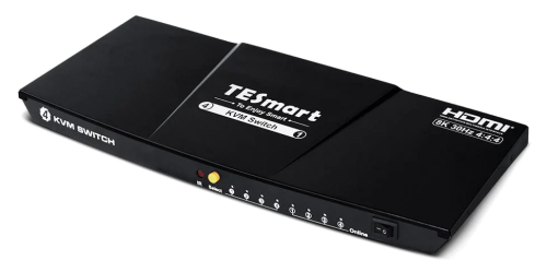 8K HDMI 4-Port KVM-Switch 8K und 4K-120 Hz 4:4:4 mit USB 3.1, inkl. IR-Fernbedienung, TESmart HKS0401A1S