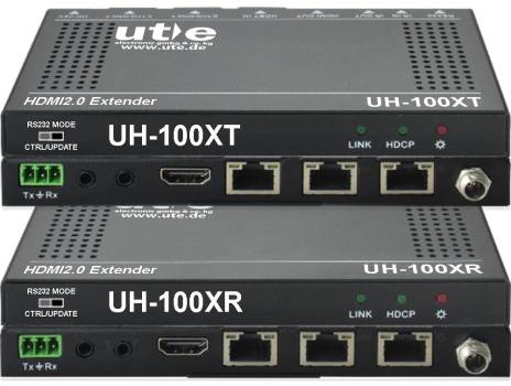 4K 60 Hz 18 Gbps 4:4:4 HDMI2.0 HDBaseT2.0 Extender-Set with HDR Support, Ethernet and PoH up to 100m, UH-100X