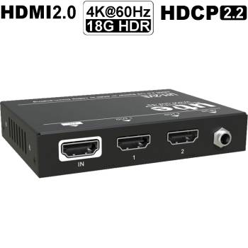 2-fold Ultra HD 4K HDR HDMI Splitter 4K2K, Ultra-Flach with Downscaling to 1080P - UH-2VE, U.T.E.