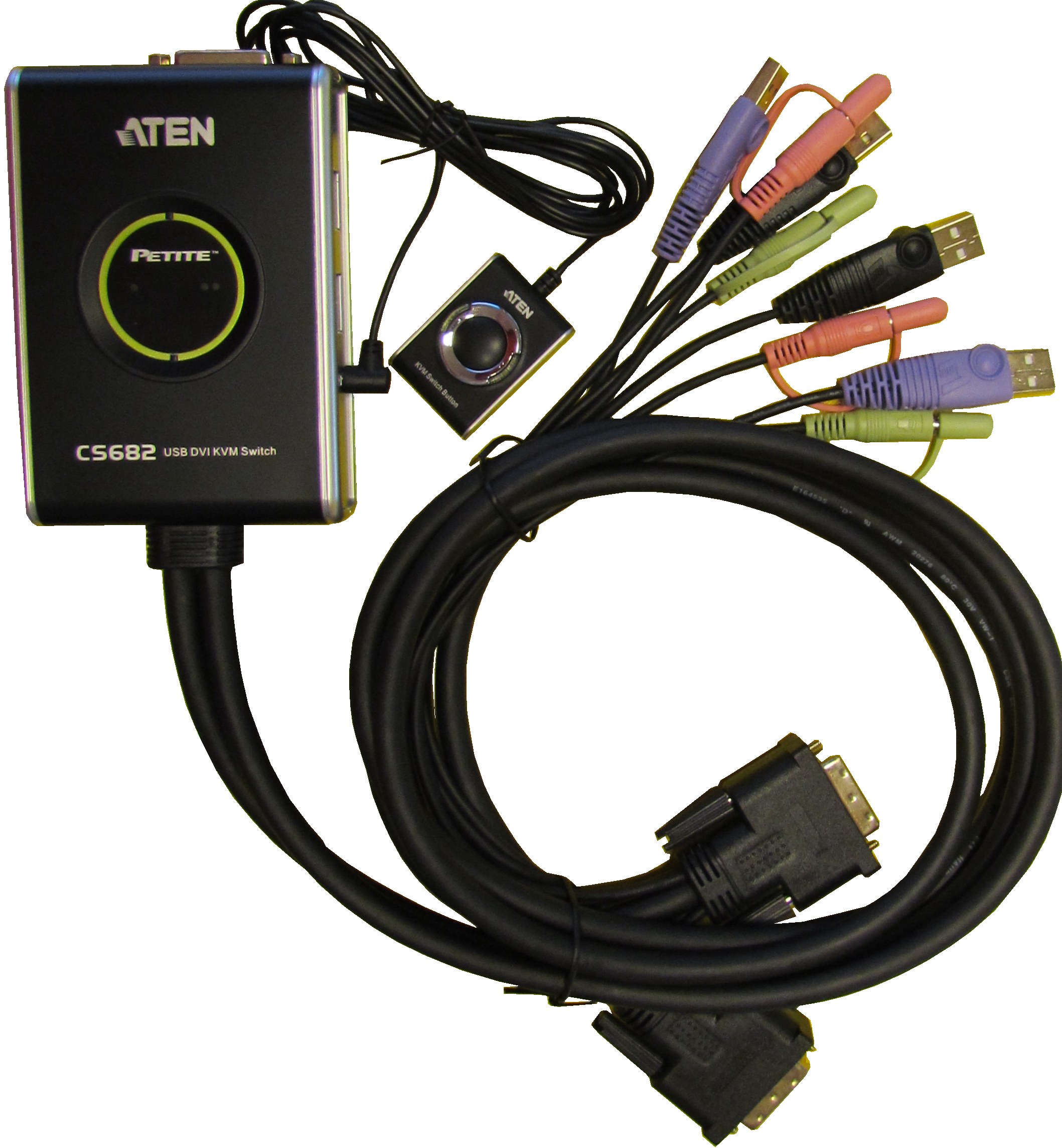 CS682 Aten 2-Port USB 2.0 / DVI KVM-Switch mit Kabel-Fernsteuerung 