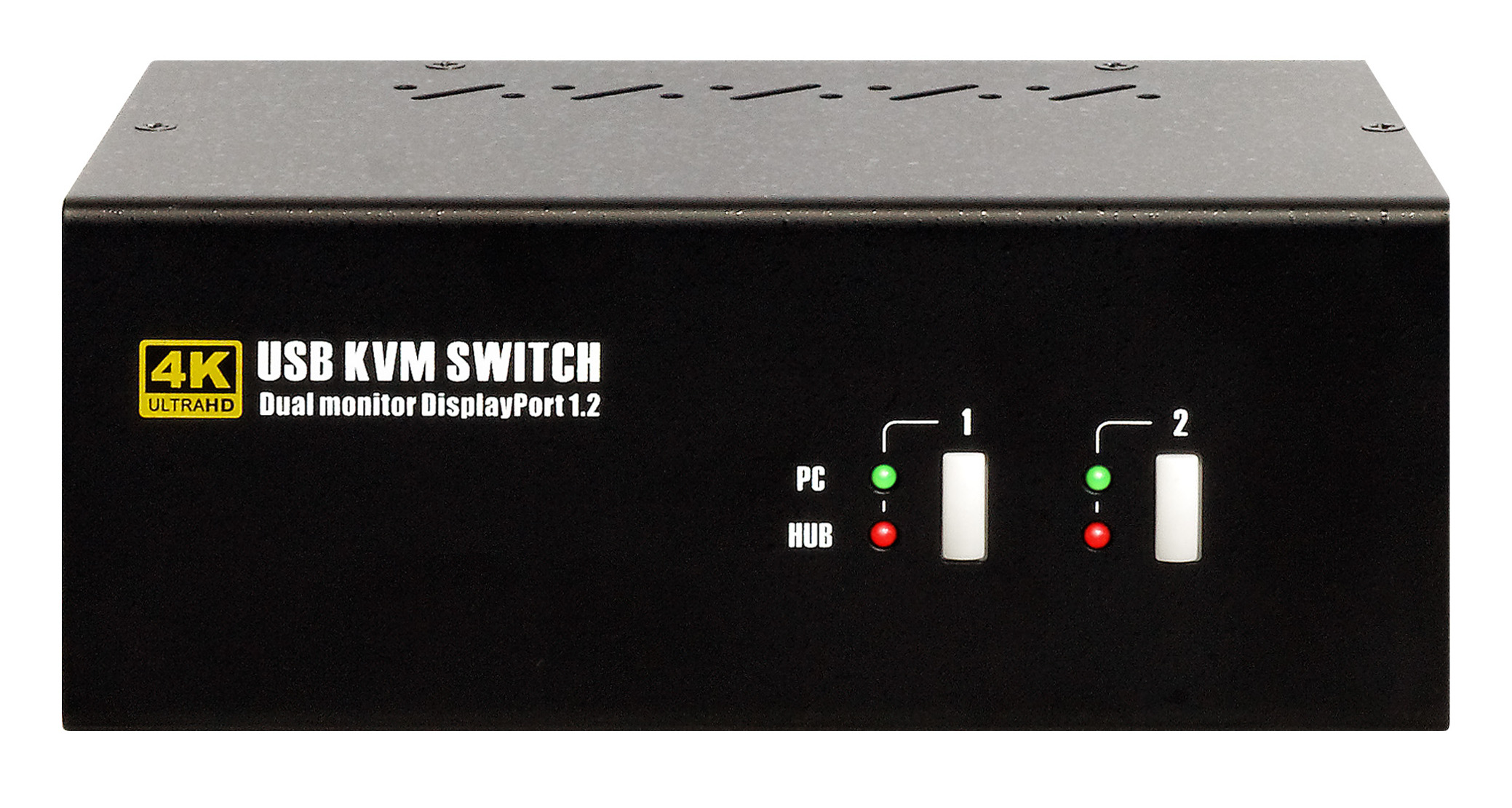 Dual-Monitor 2-Port DisplayPort 1.2 4K 60 Hz USB KVM Switch with Audio &  USB 2.0 Hub incl. 1.2m Cable, UNICLASS AP-552PSK