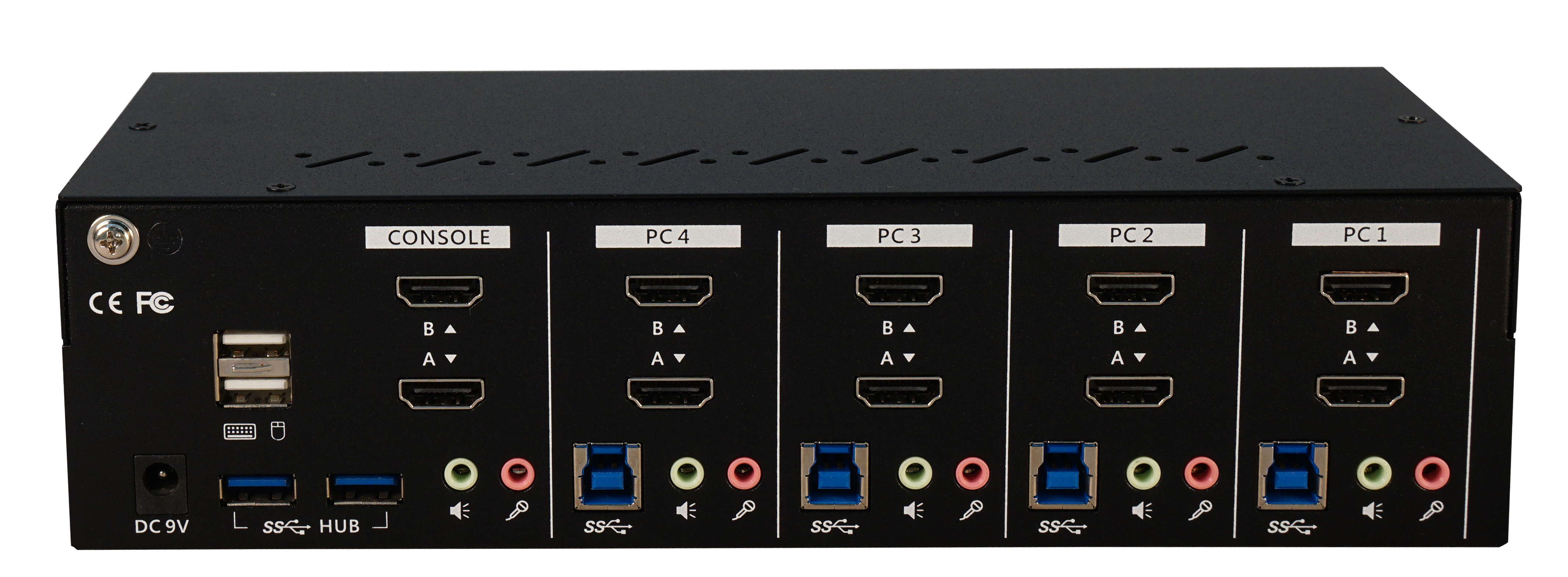 4-Port 4K 60Hz Dual-Monitor HDMI 2.0 + USB 3.0 4-Port KVM-Switch with x 1,8m PC cables, UNICLASS Ai-534iSK - KVM-Switch Versand