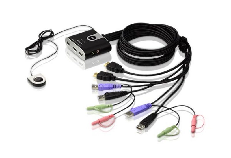 Aten CS692 2-Port USB 2.0 / DVI KVM-Switch with Cable Remote Port 
