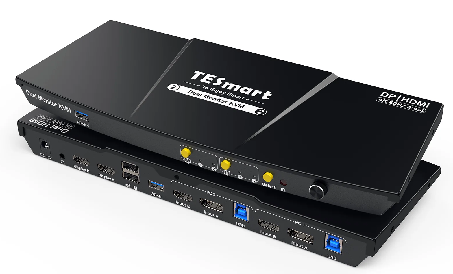 2 Port Dual Monitor KVM Switch Kit HDMI+DP 4K60Hz with USB 3.0 Docking –  TESmart