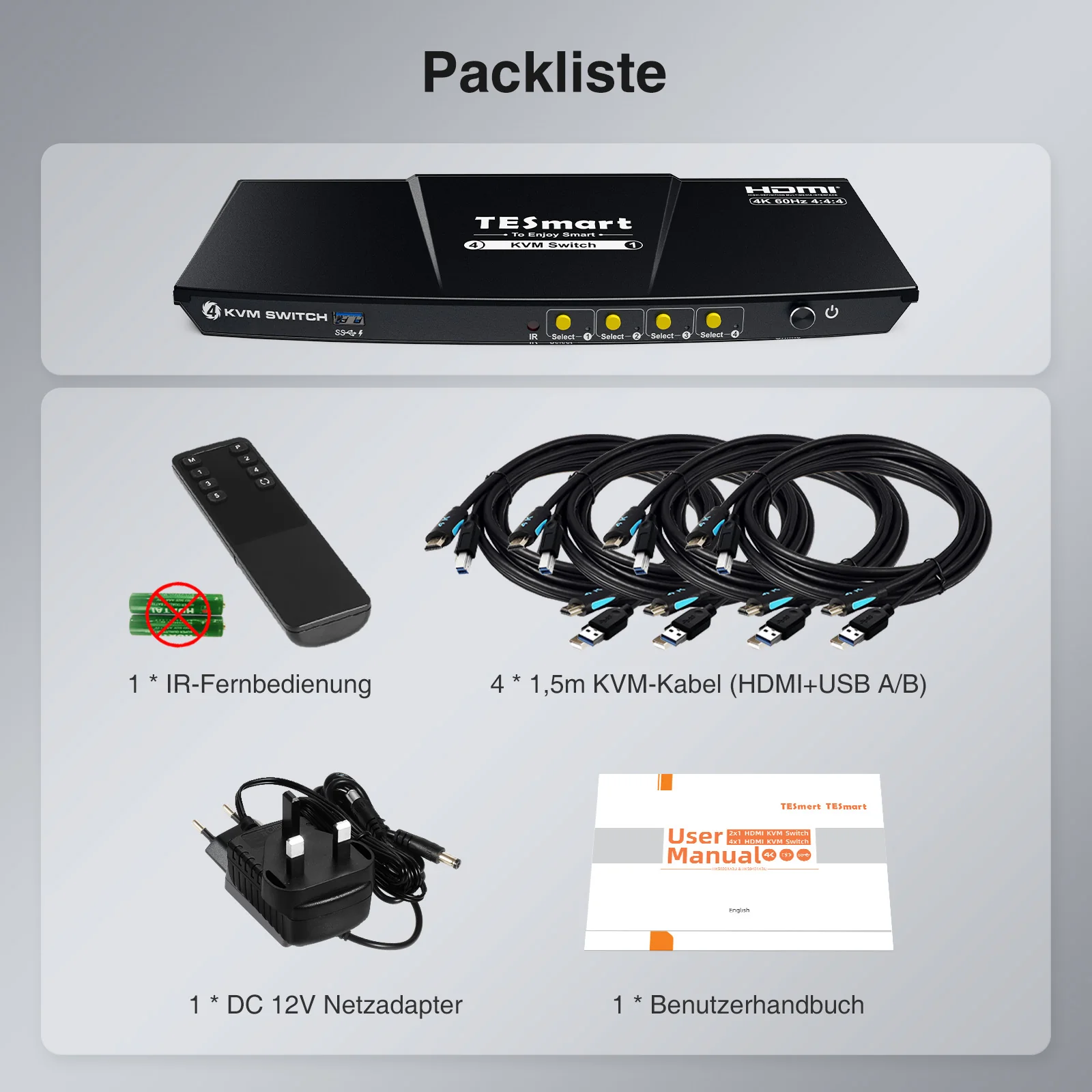 4 Port Dual Monitor KVM Switch Kit DP 4K60Hz with USB 3.0 Docking