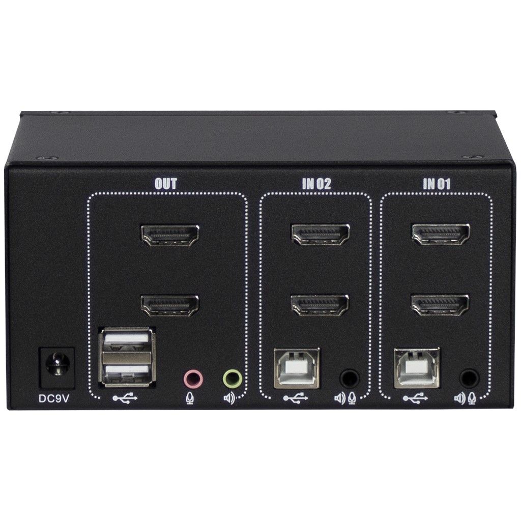 melon kapitel Egern Dual-Monitor HDMI 2-Port KVM-Switch with 2 x HDMI, USB 2.0, Audio incl. 2x  HDMI+USB+Audio-cable - KVM-Switch Versand
