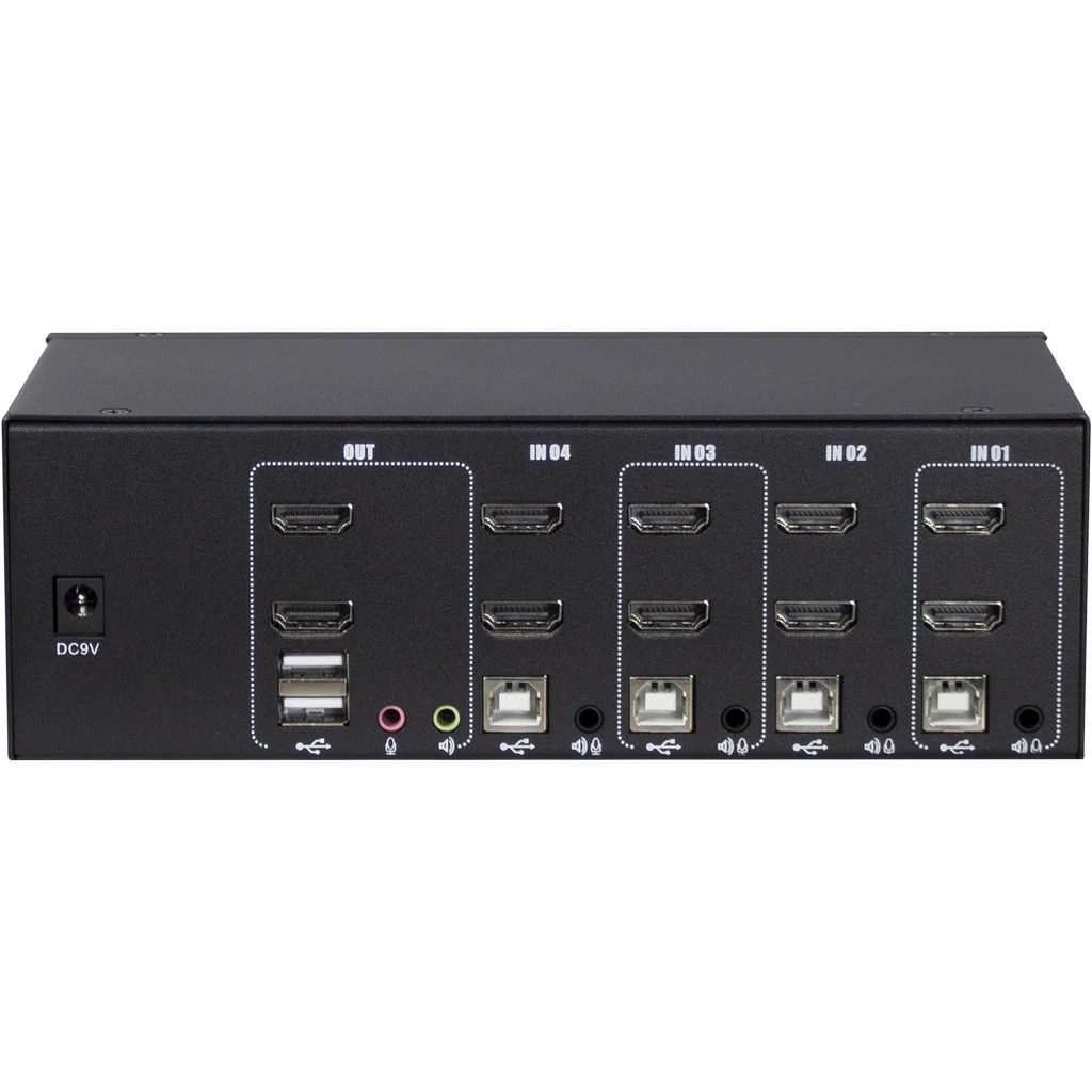 Flipper komprimeret repertoire Dual-Monitor HDMI 4-Port KVM-Switch with 2 x HDMI, USB 2.0, Audio incl. 4x  HDMI+USB+Audio-cable - KVM-Switch Versand