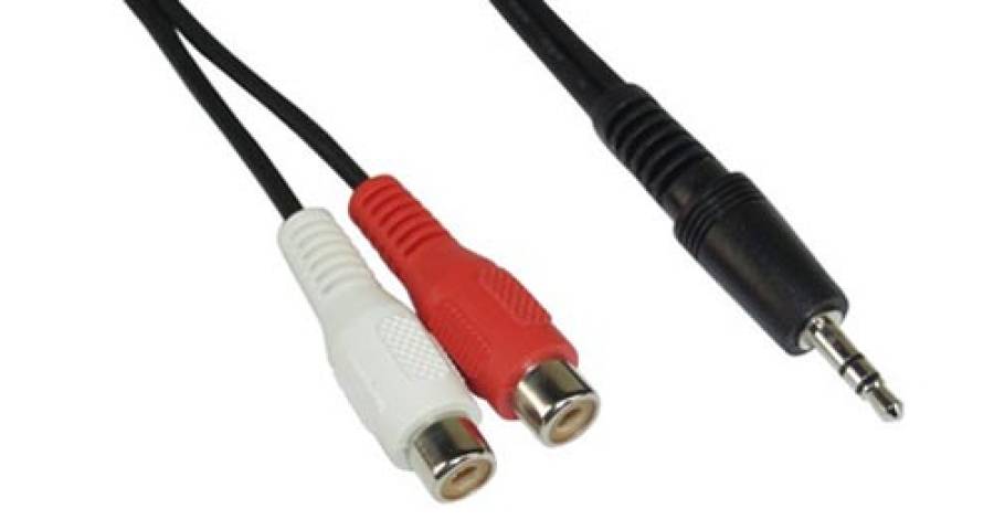 Cinch/Klinke Adapter-Kabel, InLine, 2x Cinch Buchse an 3,5mm Klinke Stecker 0,2m - InLine 89941A